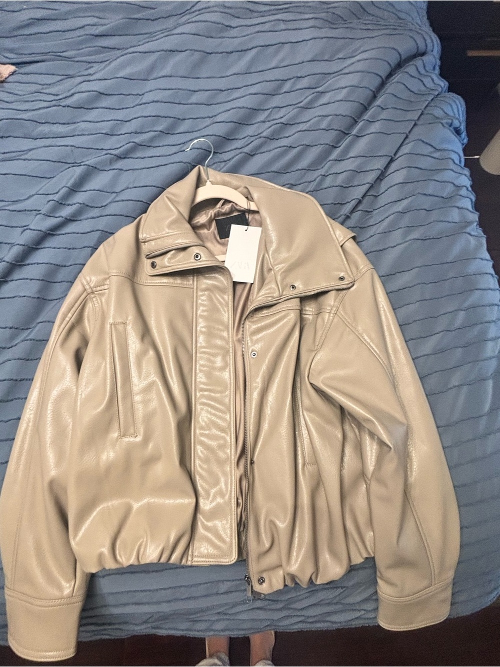Zara Beige Leather Jacket